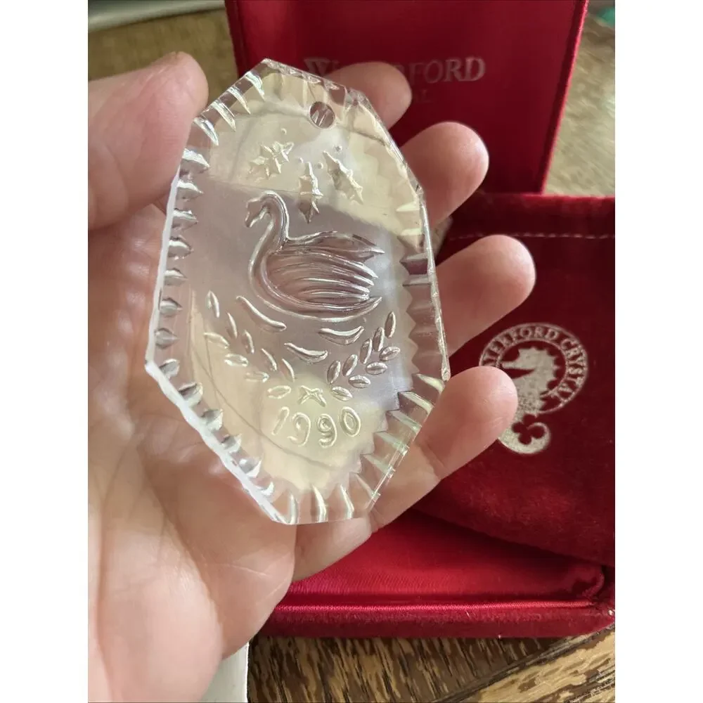 1990 Waterford Crystal 12 Days Of Christmas Seven Swans Swimming Ornament Box